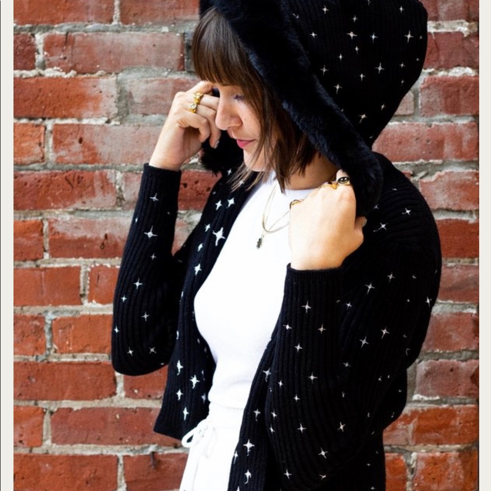 House of Sunny Cosmic Peggy Cardigan cropped hooded size 6 perfect condition!